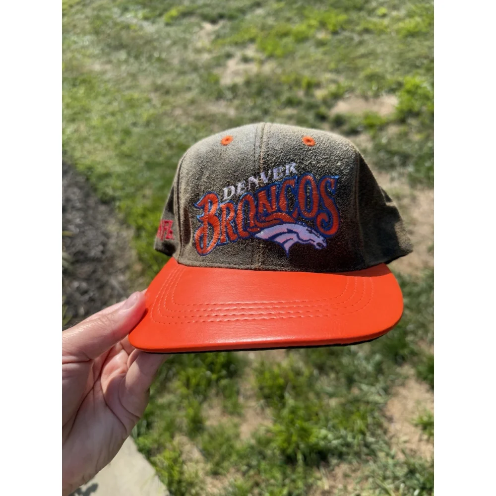 Denver Broncos Leather Snap Back Cap Vintage Original - Picture 4 of 9
